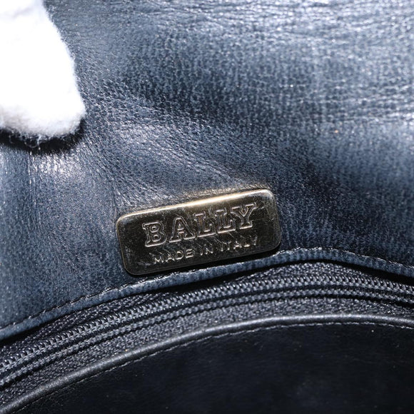 BALLY Quilted Chain Shoulder Bag Leather Black Gold Auth 163023