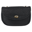BALLY Quilted Chain Shoulder Bag Leather Black Gold Auth 163023-13