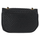 BALLY Quilted Chain Shoulder Bag Leather Black Gold Auth 163023-2