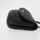 BALLY Quilted Chain Shoulder Bag Leather Black Gold Auth 163023-3