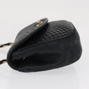 BALLY Quilted Chain Shoulder Bag Leather Black Gold Auth 163023-4