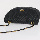 BALLY Quilted Chain Shoulder Bag Leather Black Gold Auth 163023-6