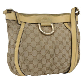 GUCCI GG Canvas Abbey Shoulder Bag Beige Gold 203257 Auth 163025