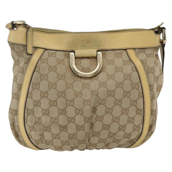 GUCCI GG Canvas Abbey Shoulder Bag Beige Gold 203257 Auth 163025