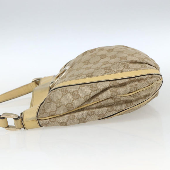 GUCCI GG Canvas Abbey Shoulder Bag Beige Gold 203257 Auth 163025