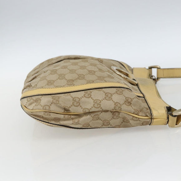 GUCCI GG Canvas Abbey Shoulder Bag Beige Gold 203257 Auth 163025