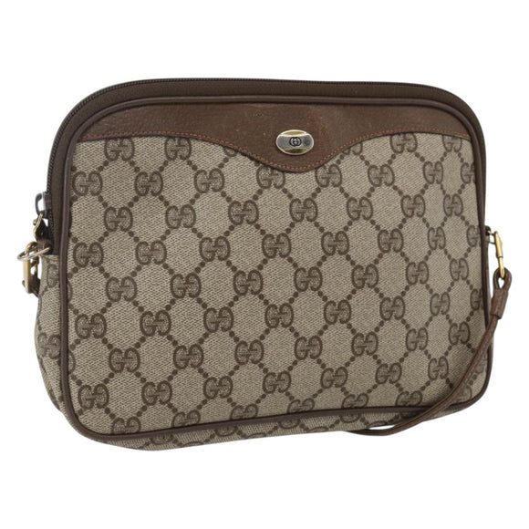 GUCCI GG Supreme Shoulder Bag PVC Beige Gold 89 02 068 Auth 163026