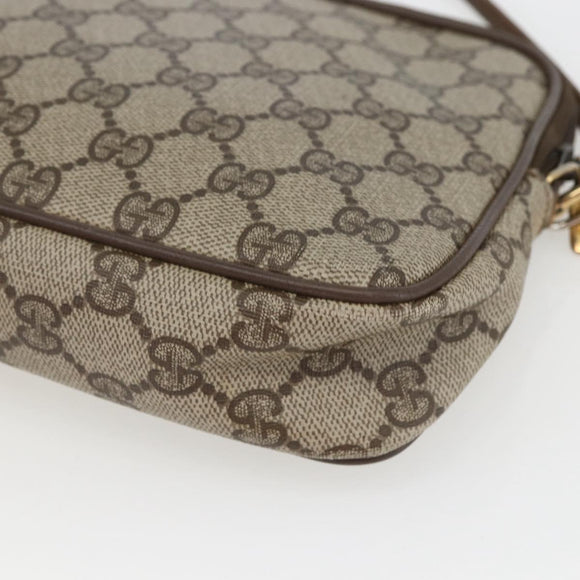 GUCCI GG Supreme Shoulder Bag PVC Beige Gold 89 02 068 Auth 163026