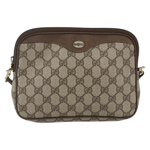 GUCCI GG Supreme Shoulder Bag PVC Beige Gold 89 02 068 Auth 163026