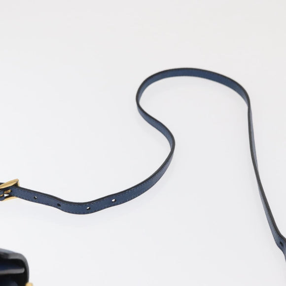 PRADA Hand Bag Safiano leather 2way Blue Gold Auth 163032