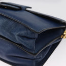 PRADA Hand Bag Safiano leather 2way Blue Gold Auth 163032-16