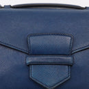 PRADA Hand Bag Safiano leather 2way Blue Gold Auth 163032-20