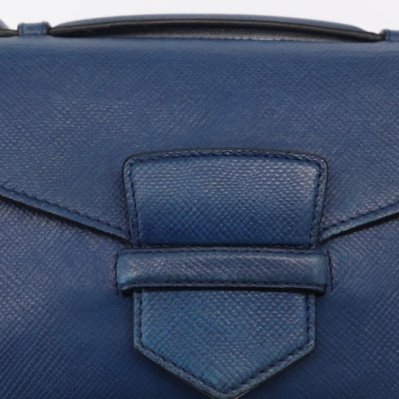 PRADA Hand Bag Safiano leather 2way Blue Gold Auth 163032