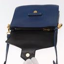 PRADA Hand Bag Safiano leather 2way Blue Gold Auth 163032-21
