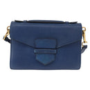PRADA Hand Bag Safiano leather 2way Blue Gold Auth 163032-13