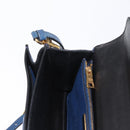 PRADA Hand Bag Safiano leather 2way Blue Gold Auth 163032-24