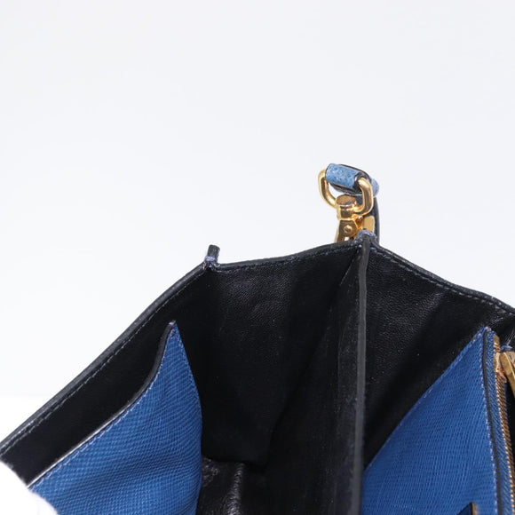 PRADA Hand Bag Safiano leather 2way Blue Gold Auth 163032