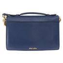 PRADA Hand Bag Safiano leather 2way Blue Gold Auth 163032-2