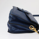 PRADA Hand Bag Safiano leather 2way Blue Gold Auth 163032-3