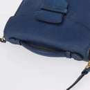 PRADA Hand Bag Safiano leather 2way Blue Gold Auth 163032-6