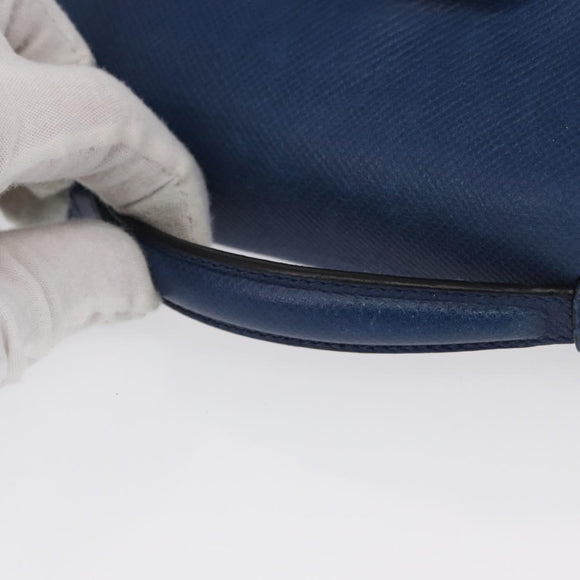 PRADA Hand Bag Safiano leather 2way Blue Gold Auth 163032