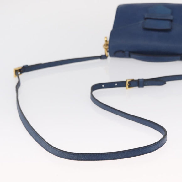 PRADA Hand Bag Safiano leather 2way Blue Gold Auth 163032