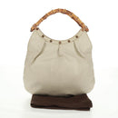 GUCCI Bamboo Hand Bag Leather Ivory 124297 Auth 163033V-22
