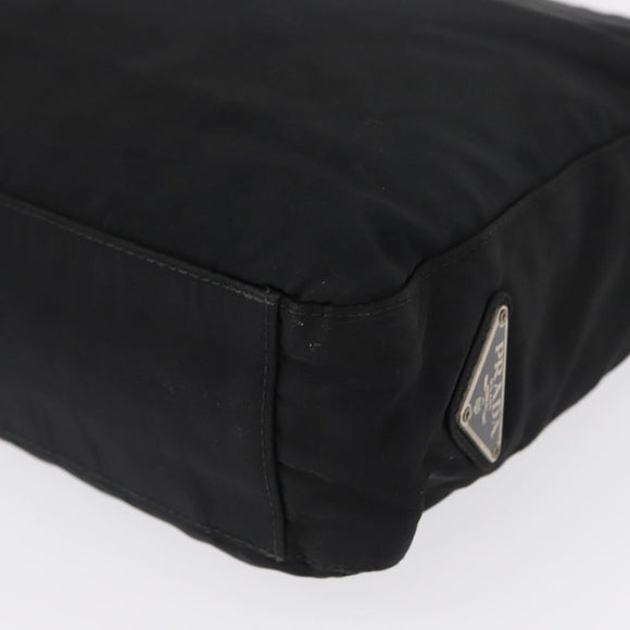 PRADA Shoulder Bag Nylon Black Silver Auth 163038