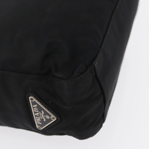 PRADA Shoulder Bag Nylon Black Silver Auth 163038