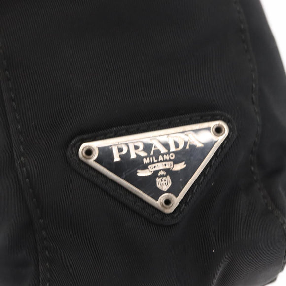 PRADA Shoulder Bag Nylon Black Silver Auth 163038