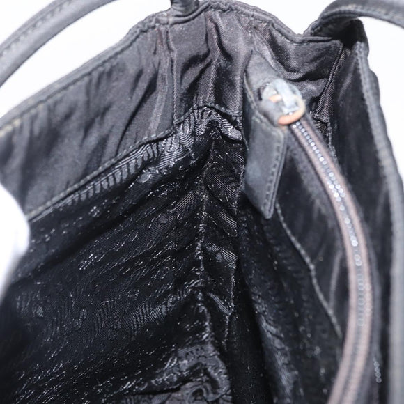 PRADA Shoulder Bag Nylon Black Silver Auth 163038