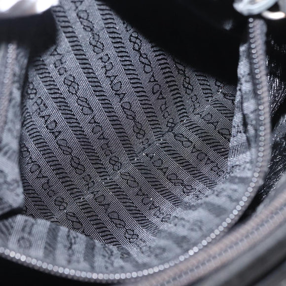 PRADA Shoulder Bag Nylon Black Silver Auth 163038