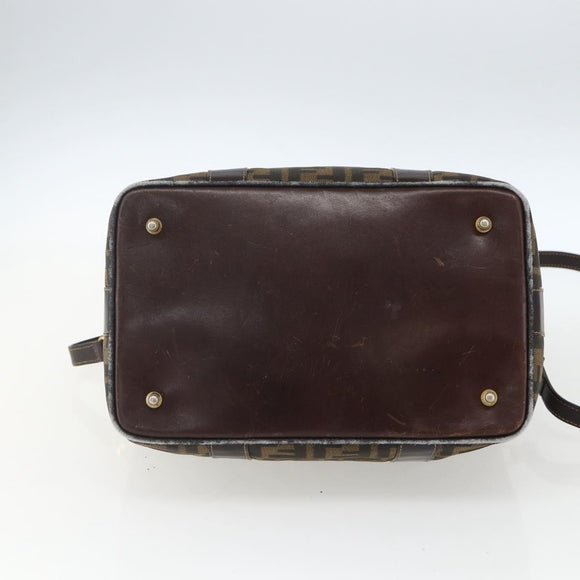 FENDI Zucca Canvas Handtasche 2-Wege Schwarz Braun Gold Authentisch 163042