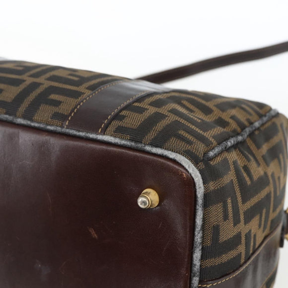 FENDI Zucca Canvas Handtasche 2-Wege Schwarz Braun Gold Authentisch 163042