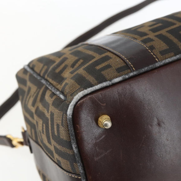 FENDI Zucca Canvas Handtasche 2-Wege Schwarz Braun Gold Authentisch 163042