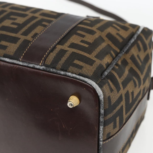 FENDI Zucca Canvas Handtasche 2-Wege Schwarz Braun Gold Authentisch 163042