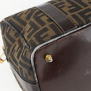 FENDI Zucca Canvas Handtasche 2-Wege Schwarz Braun Gold Authentisch 163042-18