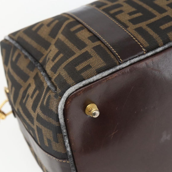FENDI Zucca Canvas Handtasche 2-Wege Schwarz Braun Gold Authentisch 163042