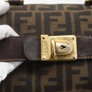 FENDI Zucca Canvas Handtasche 2-Wege Schwarz Braun Gold Authentisch 163042-19