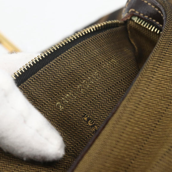 FENDI Zucca Canvas Handtasche 2-Wege Schwarz Braun Gold Authentisch 163042