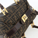 FENDI Zucca Canvas Handtasche 2-Wege Schwarz Braun Gold Authentisch 163042-6