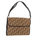 Christian Dior Trotter Canvas Shoulder Bag Beige Gold Auth 163043-1