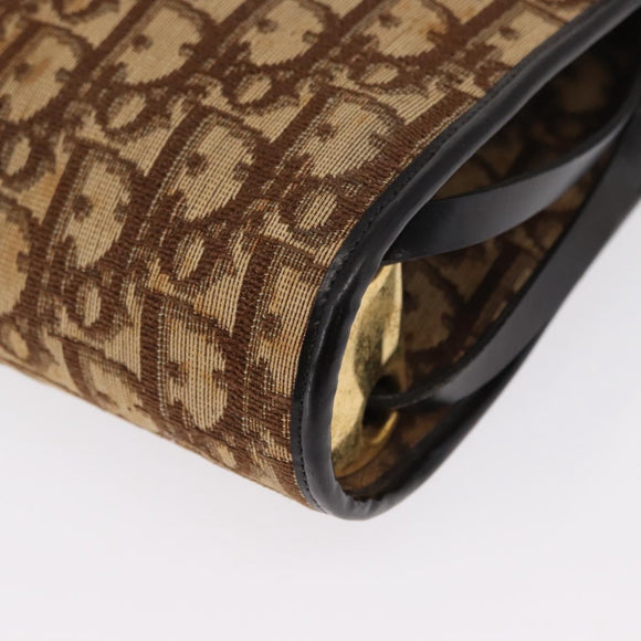 Christian Dior Trotter Canvas Shoulder Bag Beige Gold Auth 163043