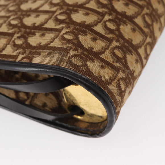 Christian Dior Trotter Canvas Shoulder Bag Beige Gold Auth 163043