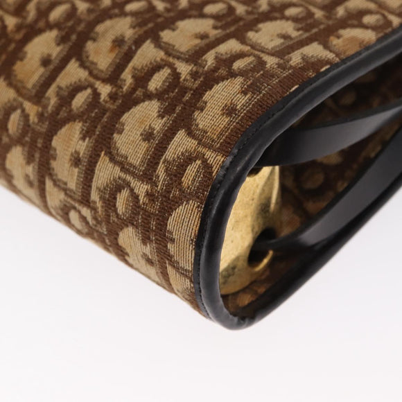 Christian Dior Trotter Canvas Shoulder Bag Beige Gold Auth 163043