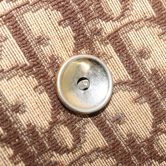 Christian Dior Trotter Canvas Shoulder Bag Beige Gold Auth 163043