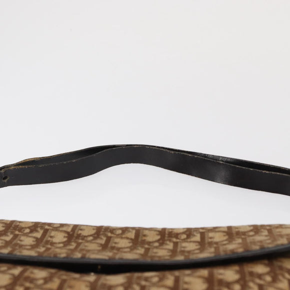 Christian Dior Trotter Canvas Shoulder Bag Beige Gold Auth 163043