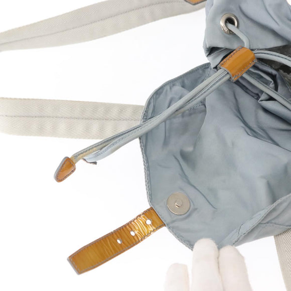 PRADA Backpack Nylon Light Blue Silver Auth 163044