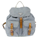 PRADA Backpack Nylon Light Blue Silver Auth 163044-13