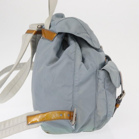 PRADA Backpack Nylon Light Blue Silver Auth 163044